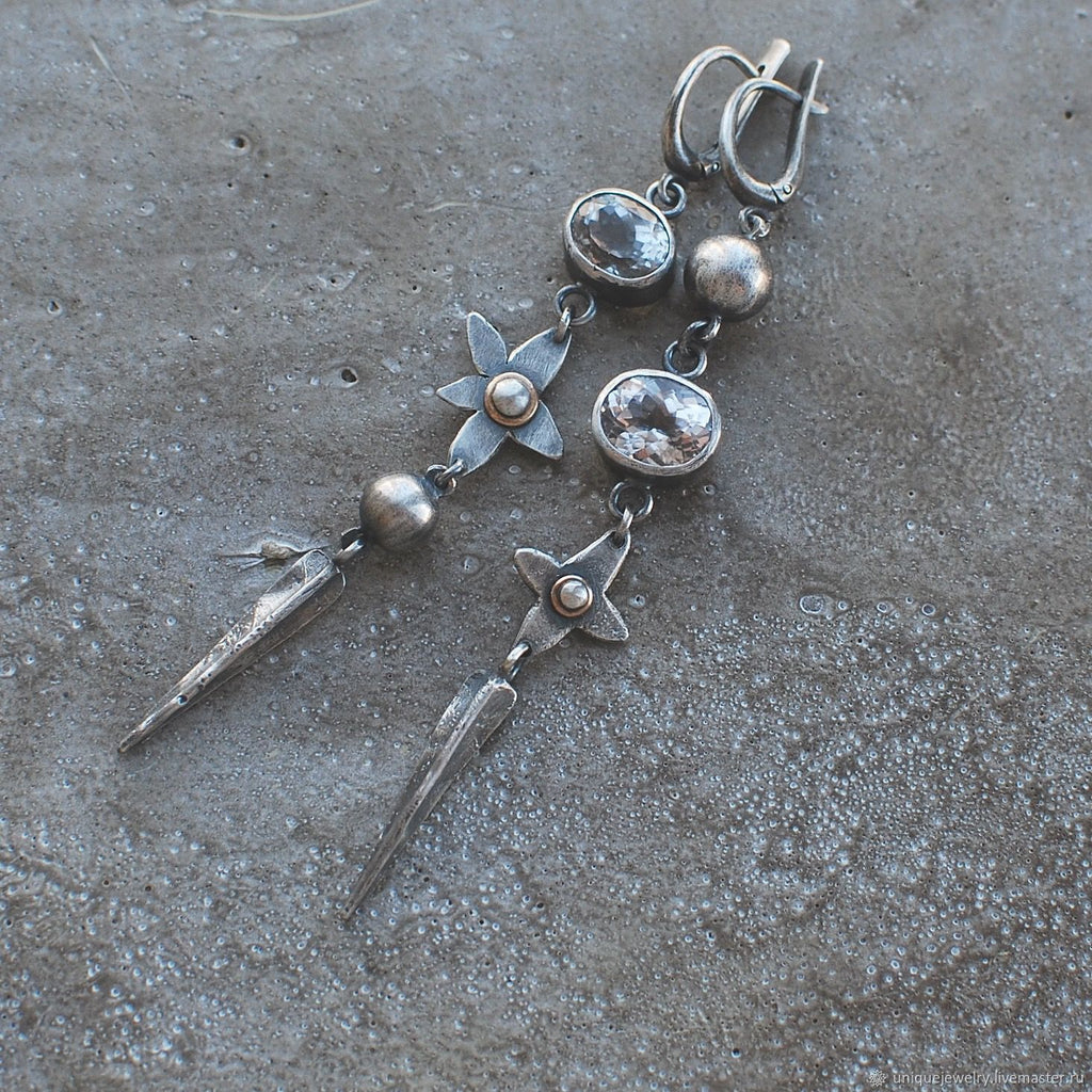 Hesheng New Geometric Ancient Silver-plated Long Rhinestone XINGX Pendant Earrings