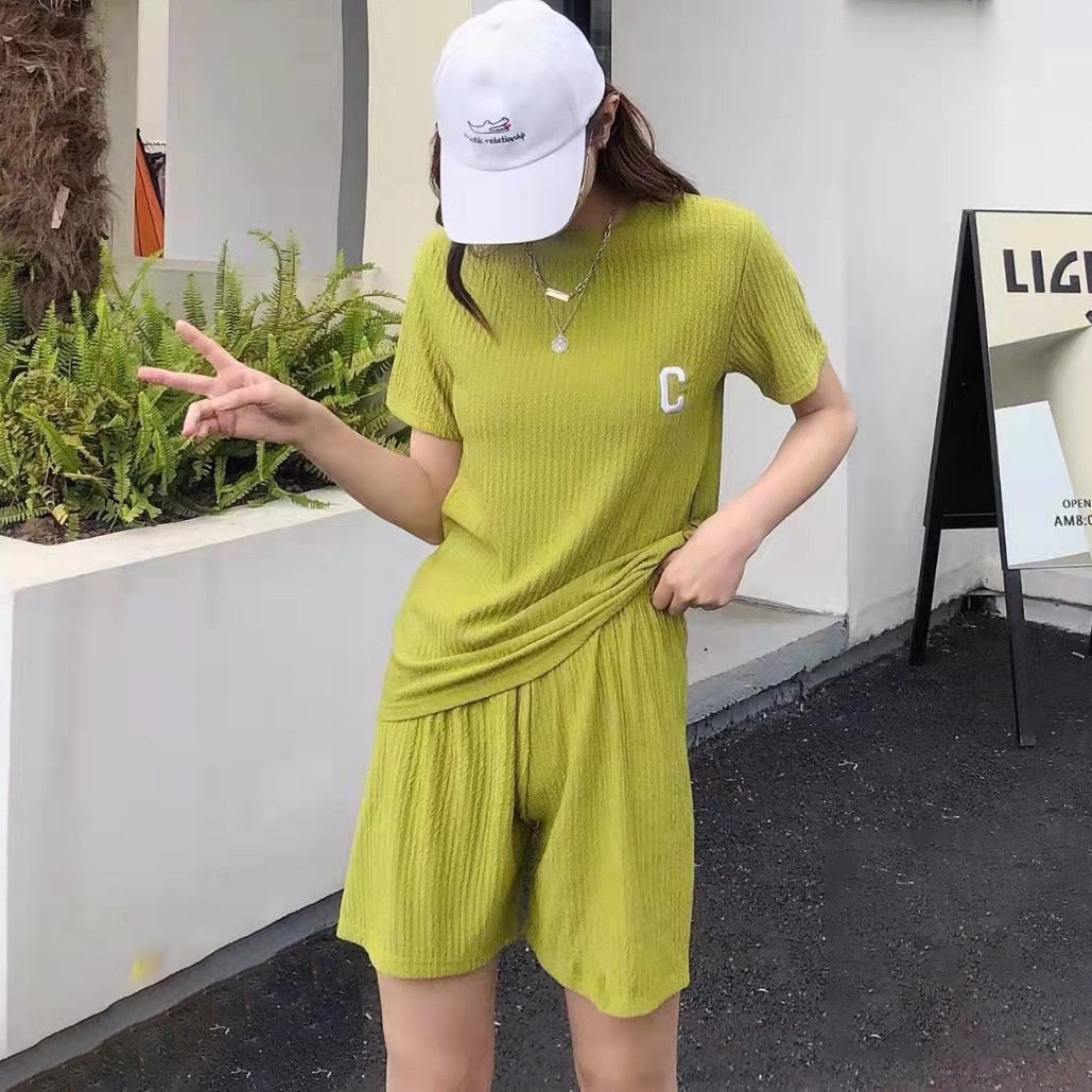 Short Sleeve Round Neck T-shirt Shorts Casual Pants Suit