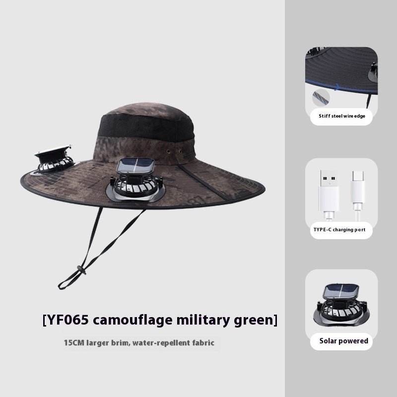 Solar Sunshade Cap With Fan Men's Outdoor Mountaineering Fishing Hat