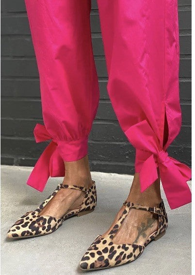 Leopard Print Pumps Pointed Toe Chunky Heel Low Top