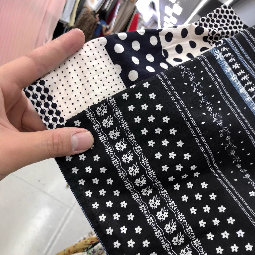 Polka Dot Contrast Color Cotton Stitching Skirt Women's Slimming