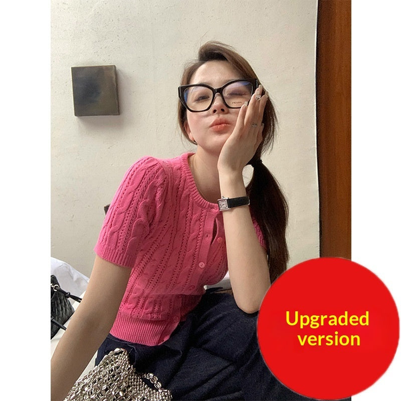 Korean-style Casual Slimming Short-sleeve Knit Top For Women