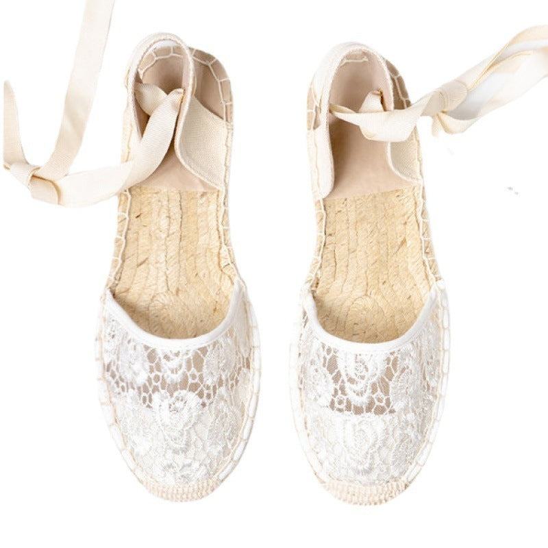 Hemp Rope Flat Lace Student All-matching Slippers Female