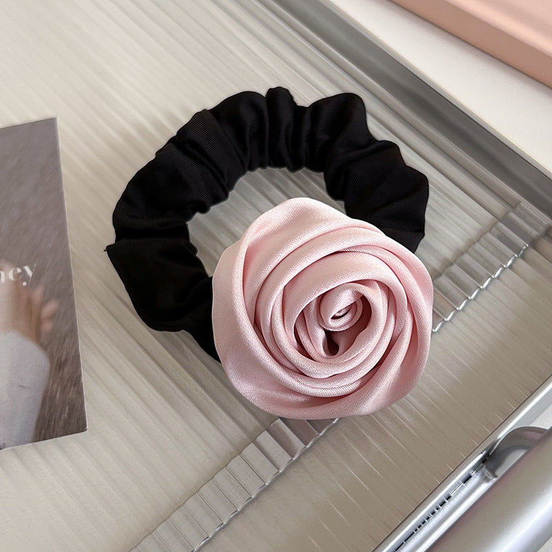 Handmade Satin Rose Hair Ring Headdress High Elasticity