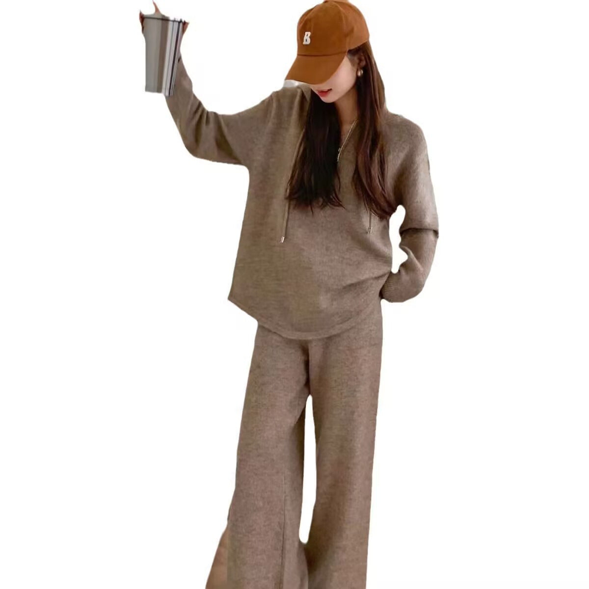 Suit Women's Spring And Autumn New Loose Hooded Sweater Wide-leg Pants