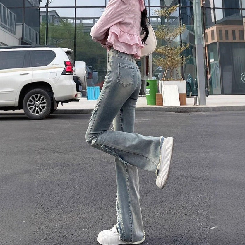 Slimming High-waisted Floor-length Flared Pants