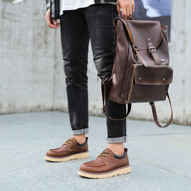 American Work Shoes Low-top Men's Martin Boots Big Head Leather Shoes Genuine Leather Shoes