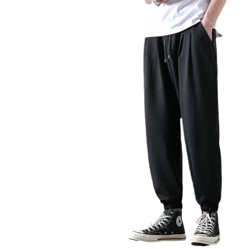 Trendy Fleece-lined Thickened Loose Tappered Gray Casual Pants