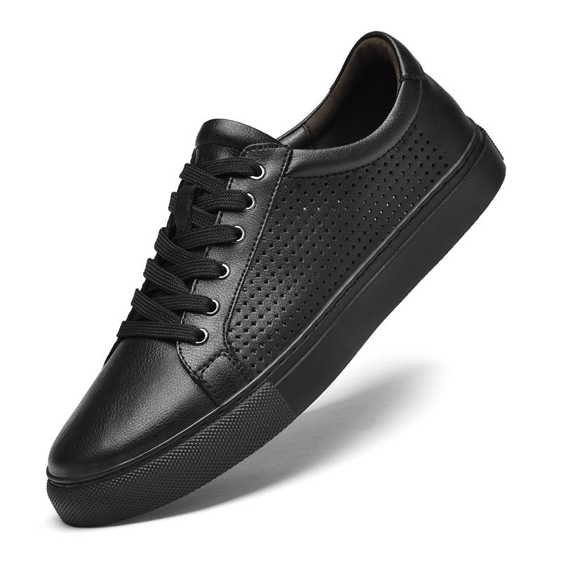 Punching Hollowed Leisure Cowhide Board Shoes
