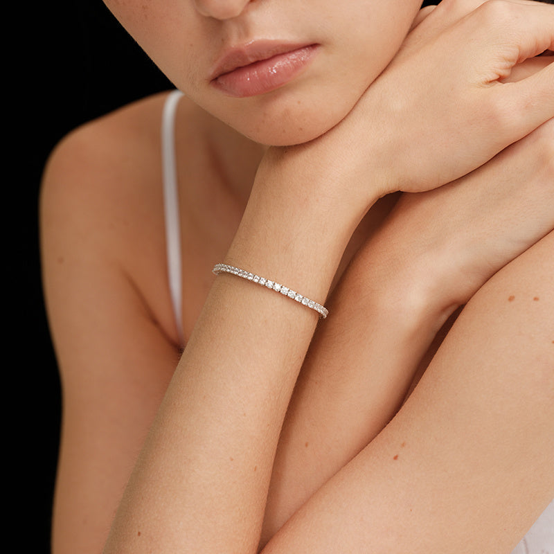 Full Rhinestone Zircon Tennis Chain Bracelet Color Retention