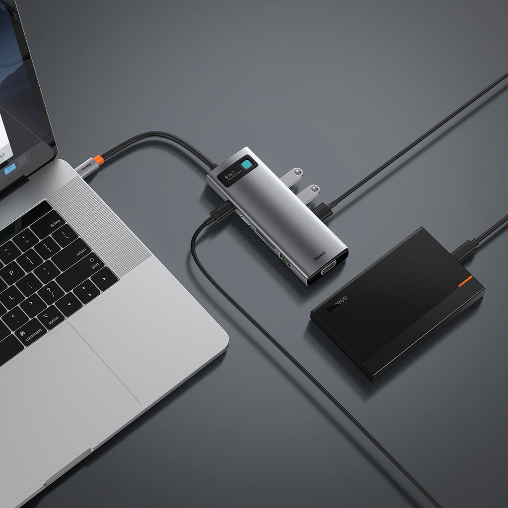 9 In 1 Multifunctional Type C HUB Docking Station Space Gray