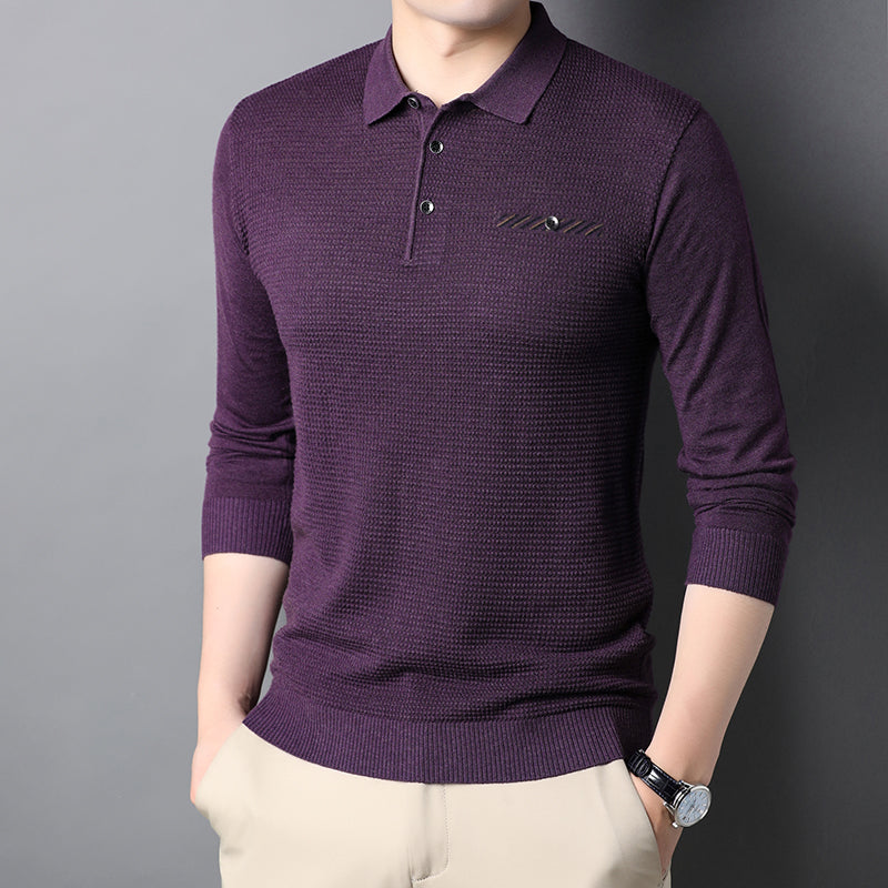 Men's Fashion Long Sleeve Lapel Bottoming Top