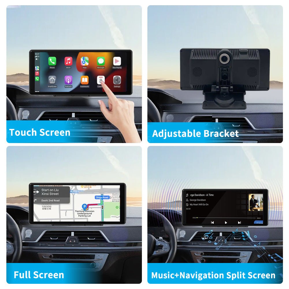 Portable 1136-inch GPS-enabled Wireless CarPlay Dash Cam With Screen Mirroring