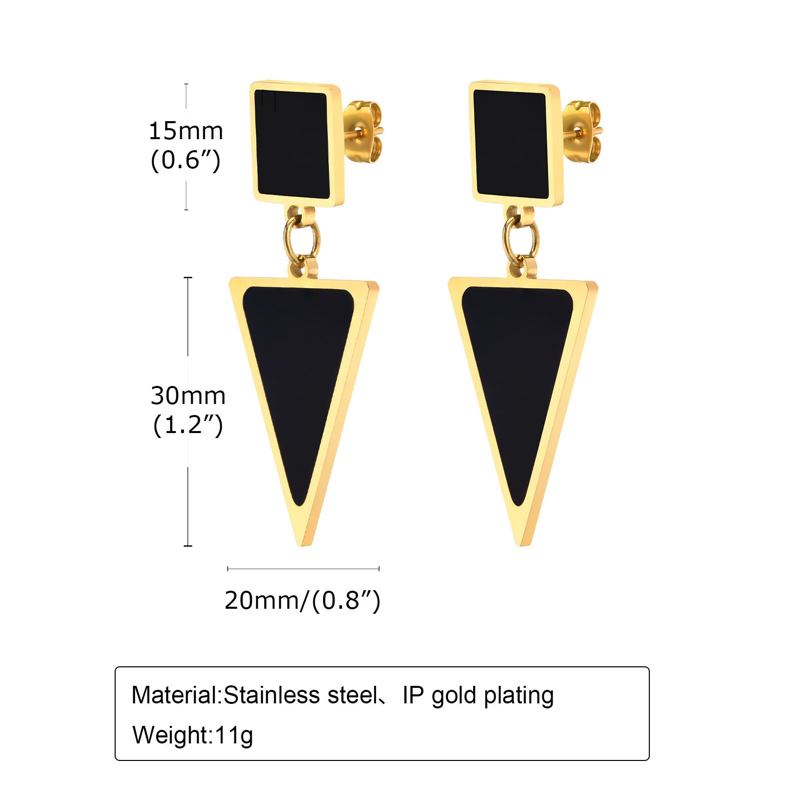 Stainless Steel Triangle Earrings Gold Simple Metal Geometry