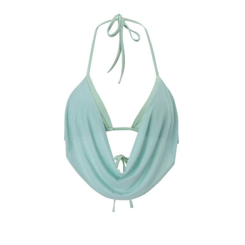 American Hot Girl Sexy Bandeau Inner Halter Solid Color Top