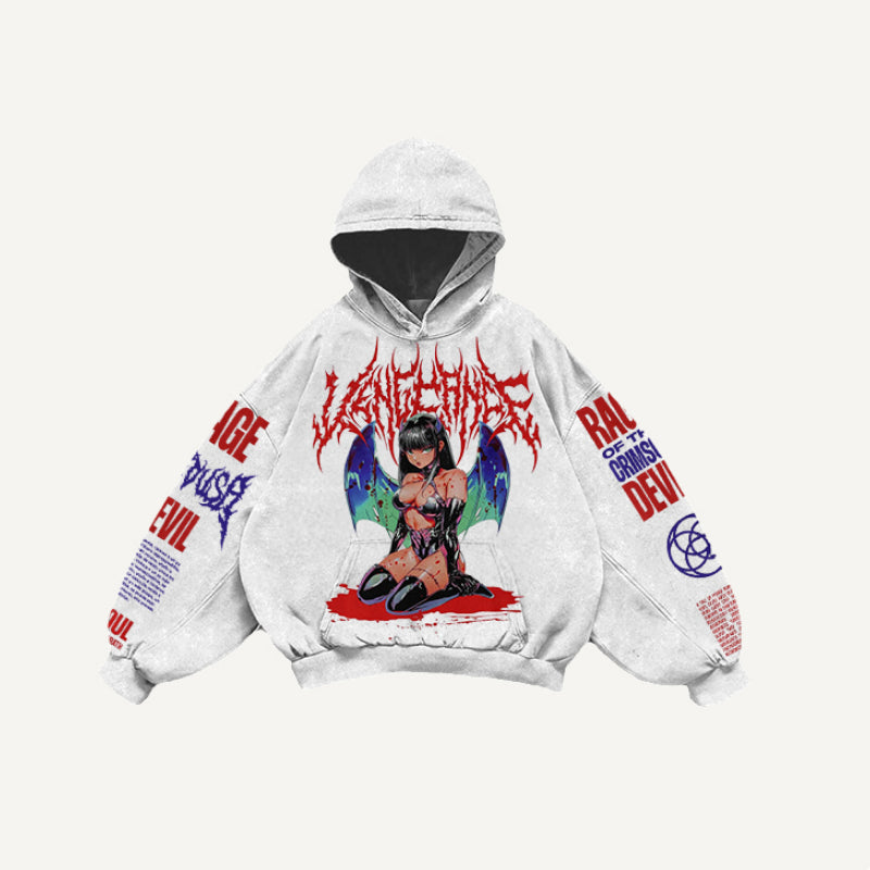 Men's Printed Hooded Loose Retro Sweatshirt