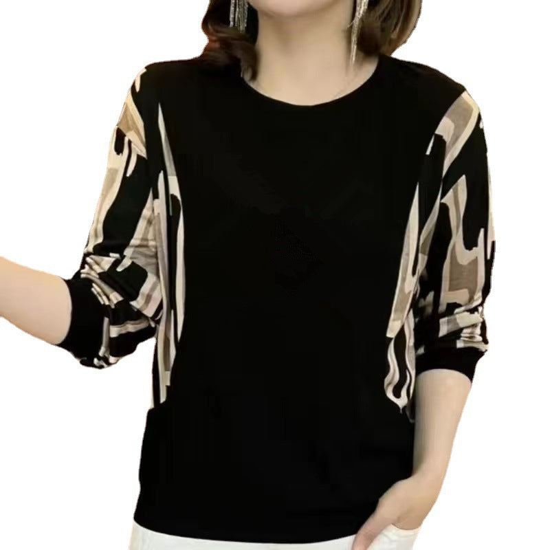 Loose Western Style Slimming Belly-covering Long-sleeved Top