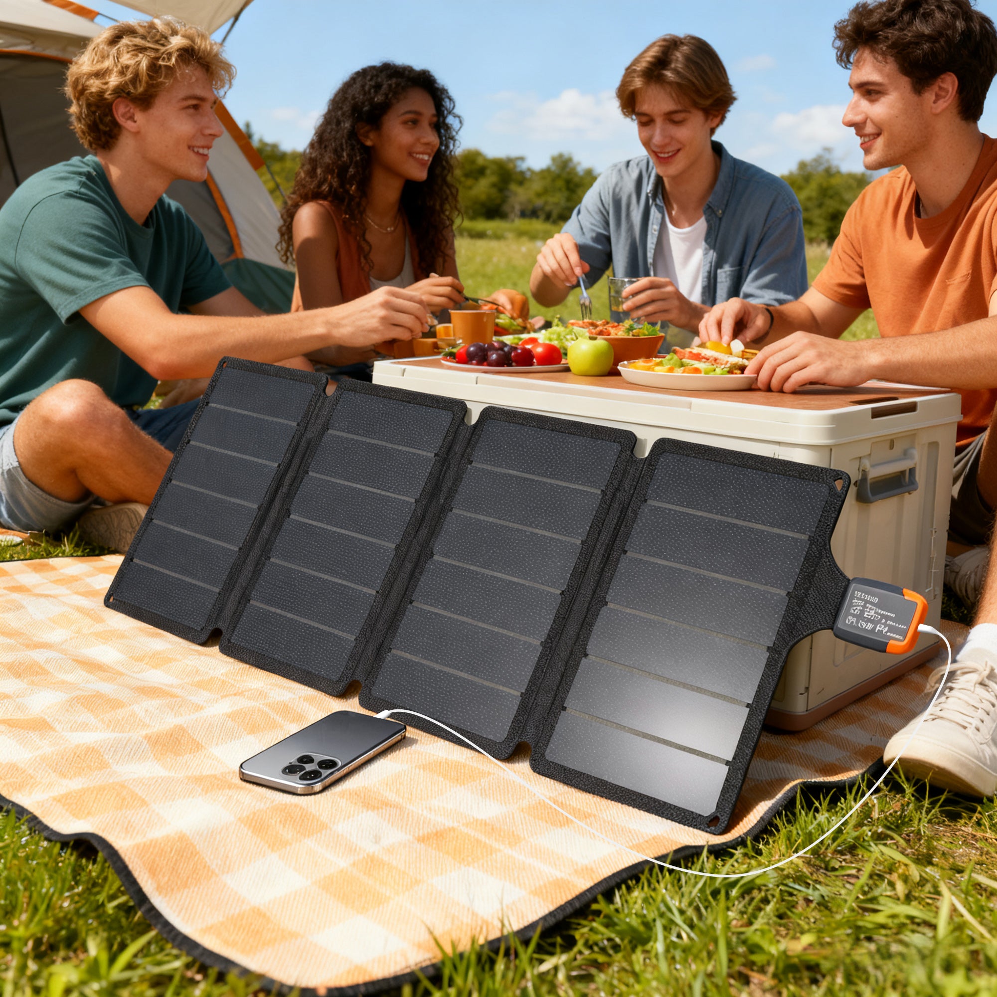 36W Foldable Solar Panel, Portable Solar Charger Type-C To USB-A Charging Port, Power Supply For Outdoor