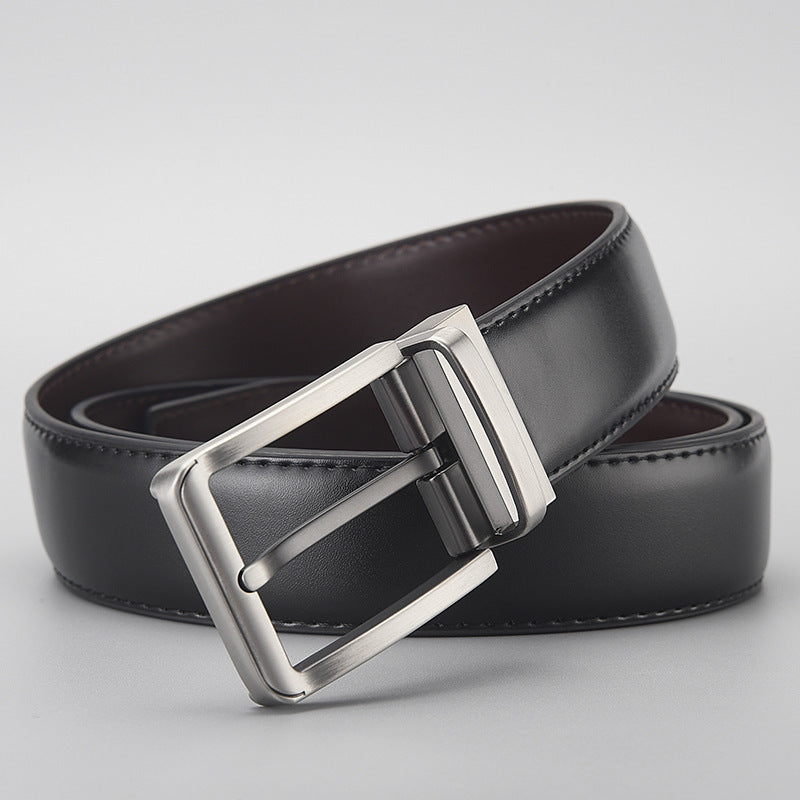 Gentleman Business Style Men's Leather Business Rotation Pin Buckle Belt
