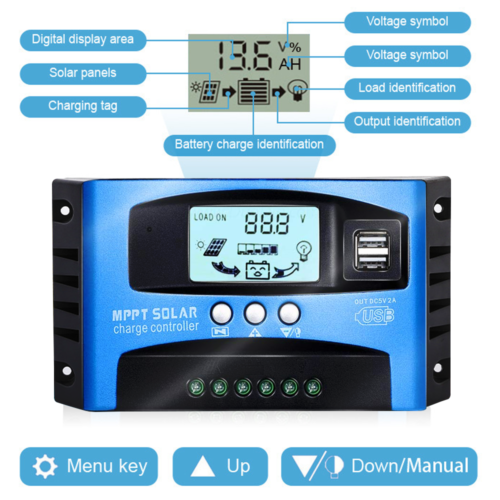 16.7X8.4X6.6 12V 24V Solar Panel Battery Regulator Charge Controller MPPT Auto Tracking