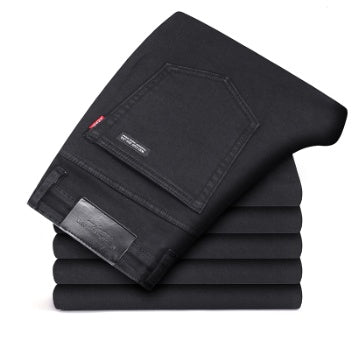 Men's Jeans Slim Straight Black Pants