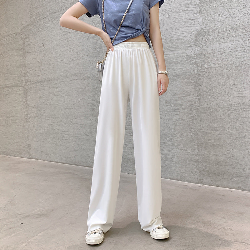 Women's wide leg pants drape loose and thin straight-leg pants