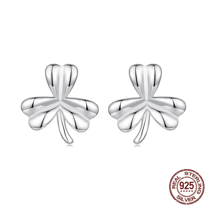 Simple Fashion Leaves S925 Sterling Silver Stud Earrings