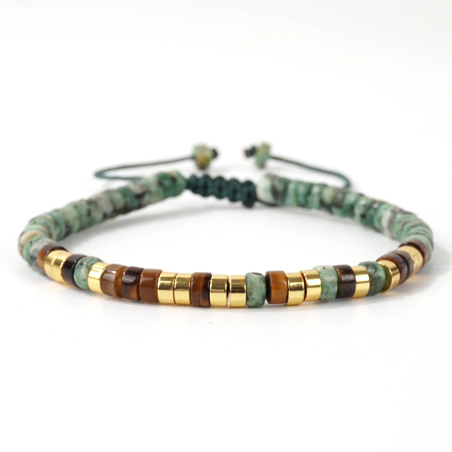 Natural Stone Flat Beads Bracelet Single Circle Malachite