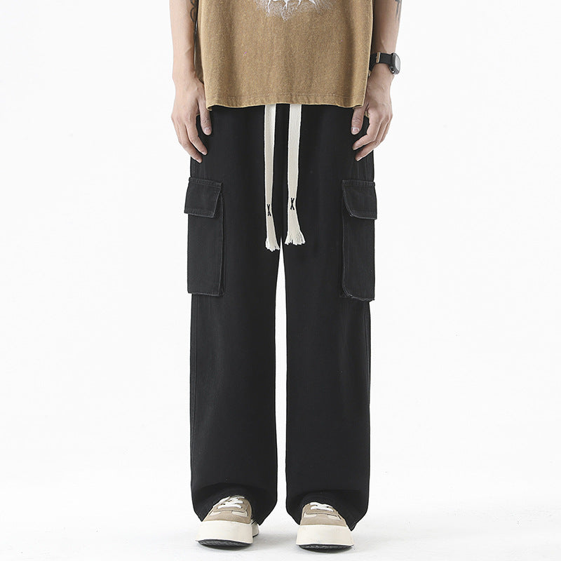 Spring And Summer Multi-pocket Workwear Jeans For Men