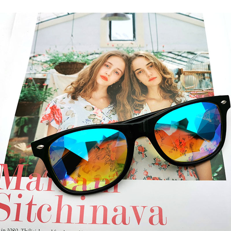 Rice Nail Glass Faceted Kaleidoscope Glasses Dance Bar Photo Props Glasses