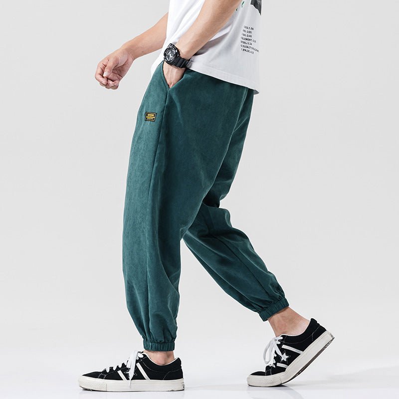 Japanese-style loose-fit cropped nine-point pants