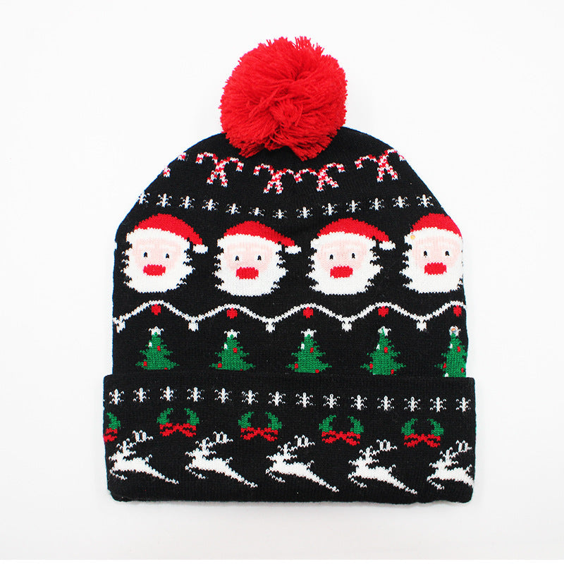 Holiday Party Christmas LED Luminous Knitted Jacquard Knitted Hat