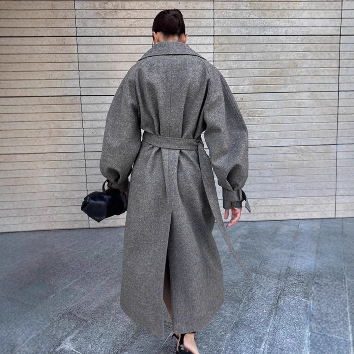 Fashionable Commuter-Style Lapel-Collar Split Loose Long Coat