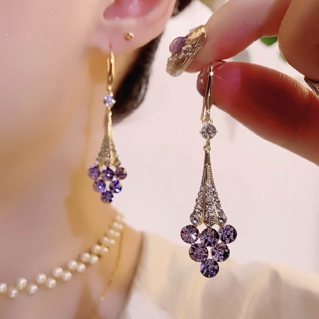 Green Long, Purple Style Earrings Fashion Sweet Personality