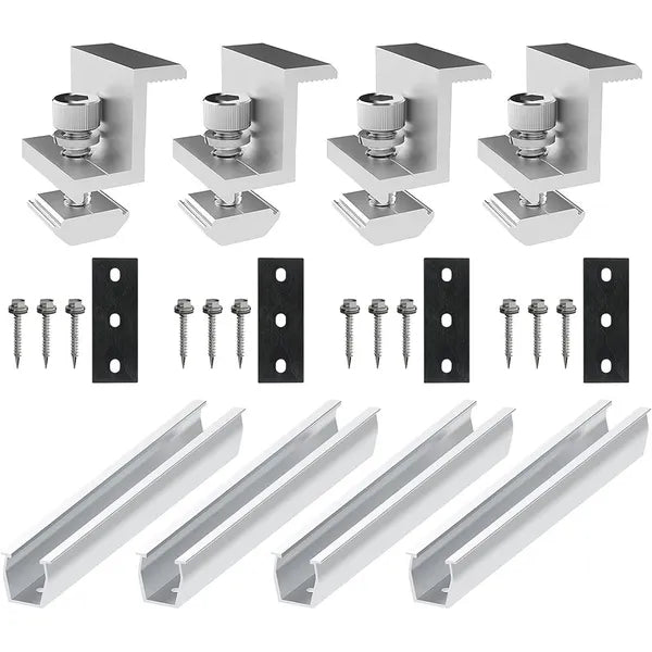 12/20cm U-shaped Guide Rail Black Middle Side Pressure Set Solar Panel Photovoltaic Accessory Pressure Block Mini Installation Guide Rail 20cm U-shaped Guide Rail