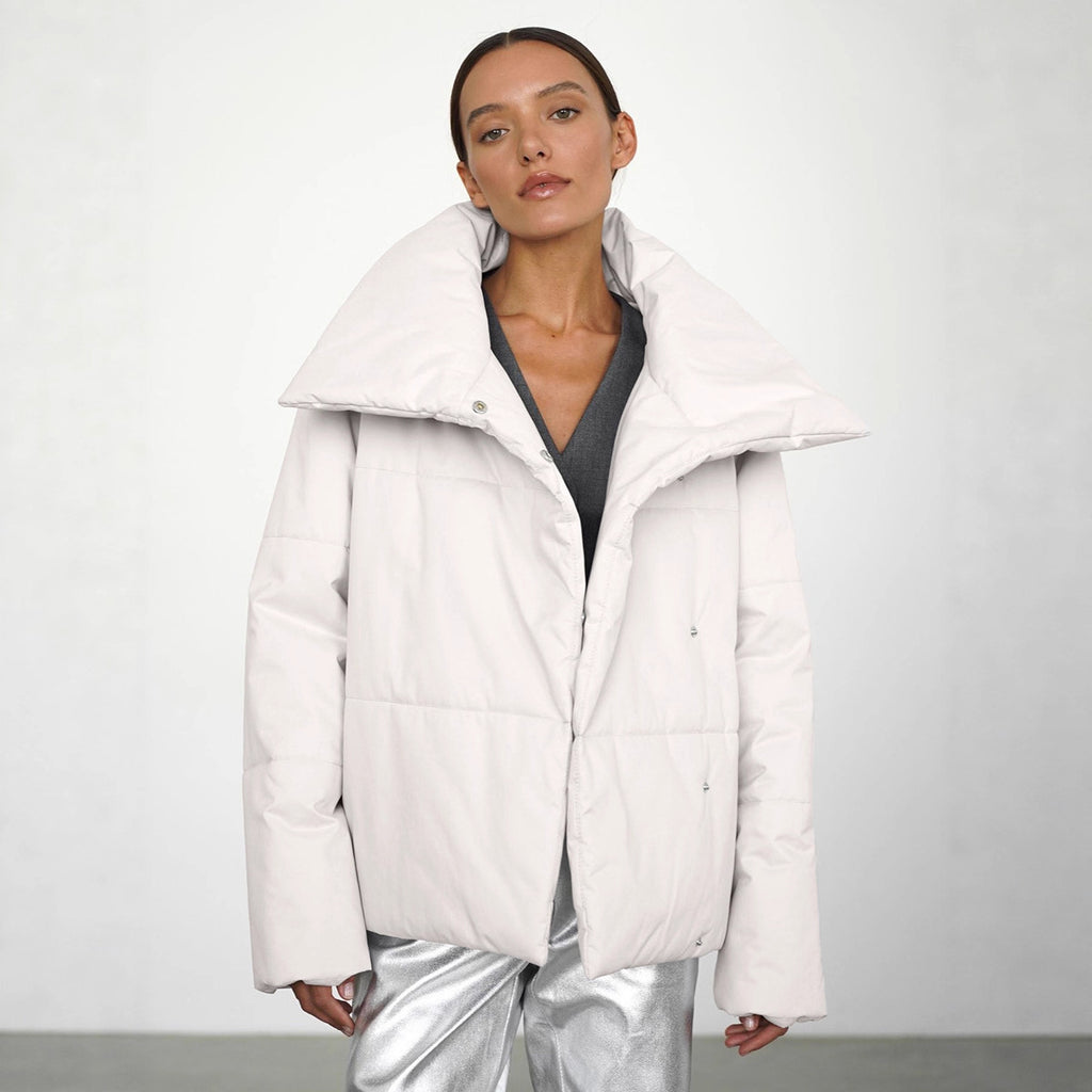 New Asymmetric Hidden Hook Warm Turtleneck Cotton-padded Jacket