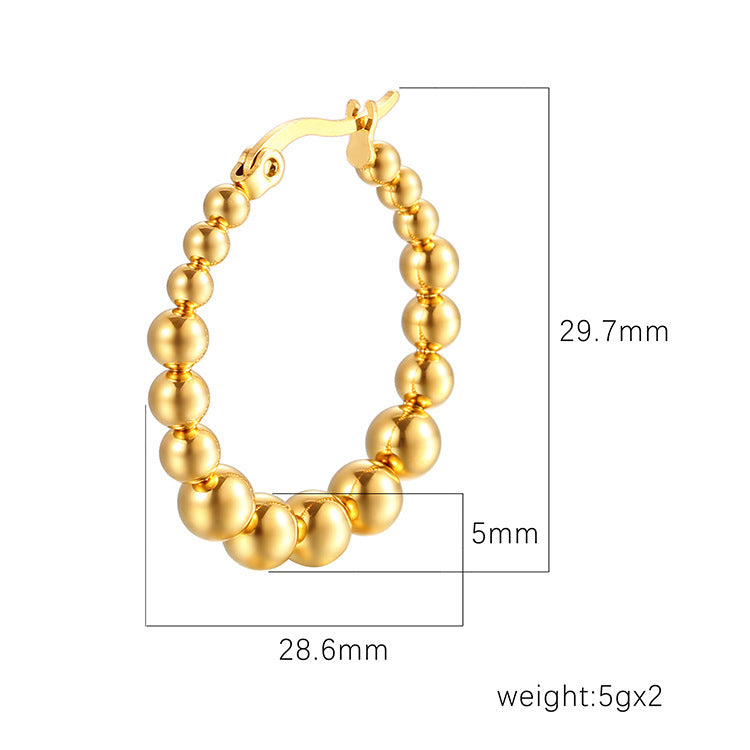 Stainless Steel Ball Bead Earrings Titanium Steel