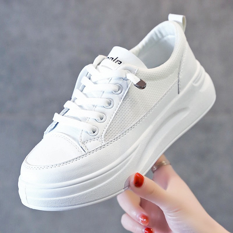 Mesh casual platform white shoes