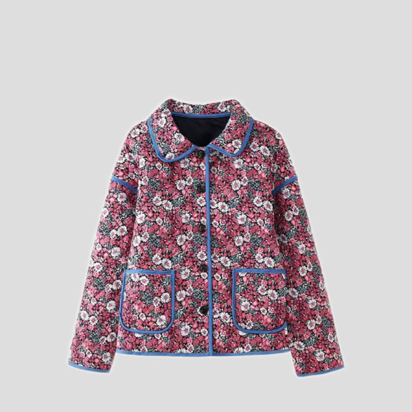 Women's Casual Fashionable Floral Cotton-Padded Jacket Coats