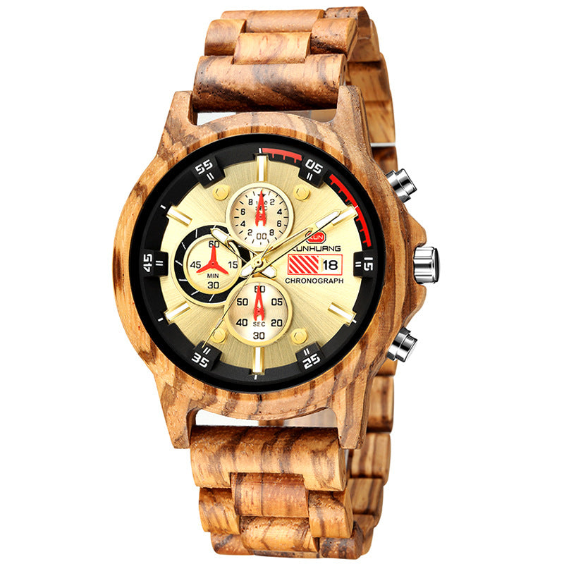 Multifunctional sports wood watch
