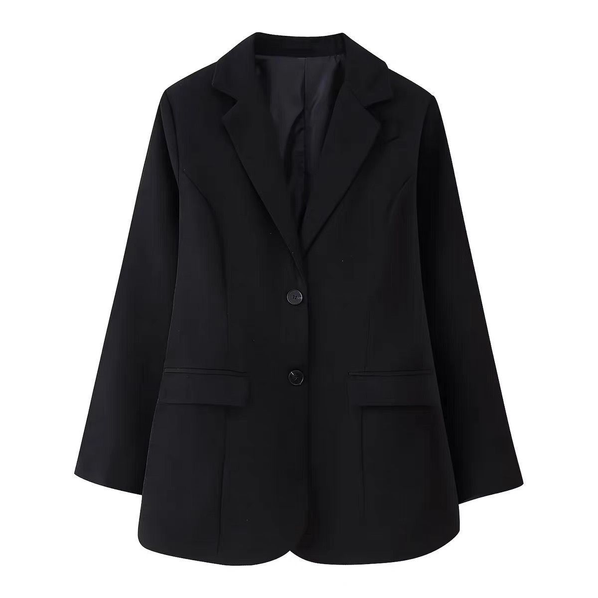 Autumn Winter Womens Versatile Single-Breasted V-Neck Long-Sleeve Blazer