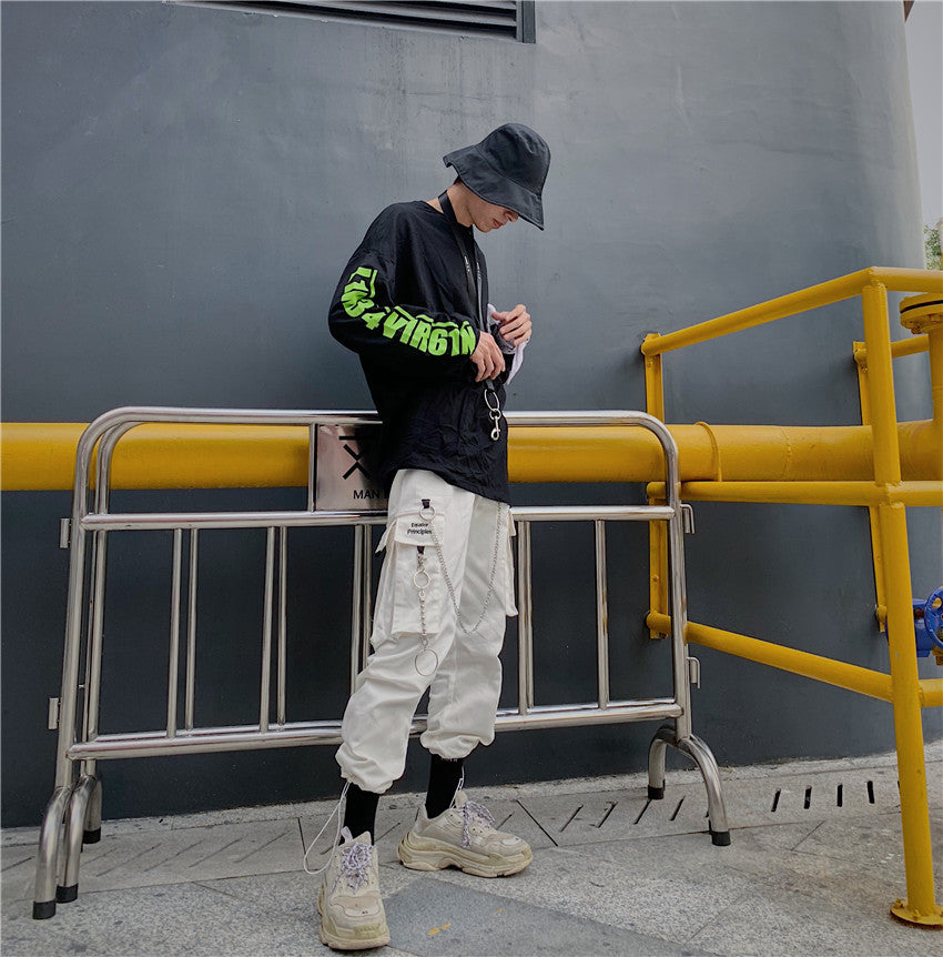 Embroidered Pocket Tooling Harness Mouth Skateboard Long Pants