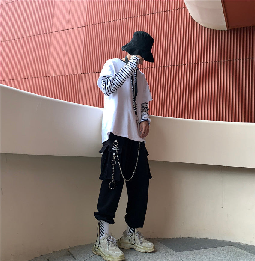 Embroidered Pocket Tooling Harness Mouth Skateboard Long Pants