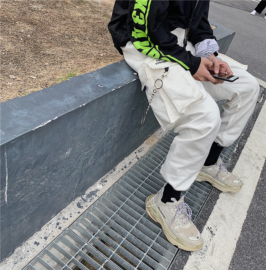 Embroidered Pocket Tooling Harness Mouth Skateboard Long Pants