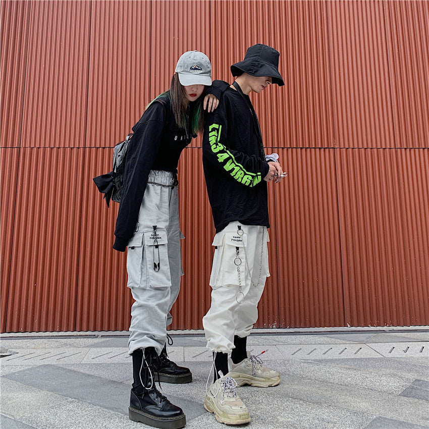 Embroidered Pocket Tooling Harness Mouth Skateboard Long Pants