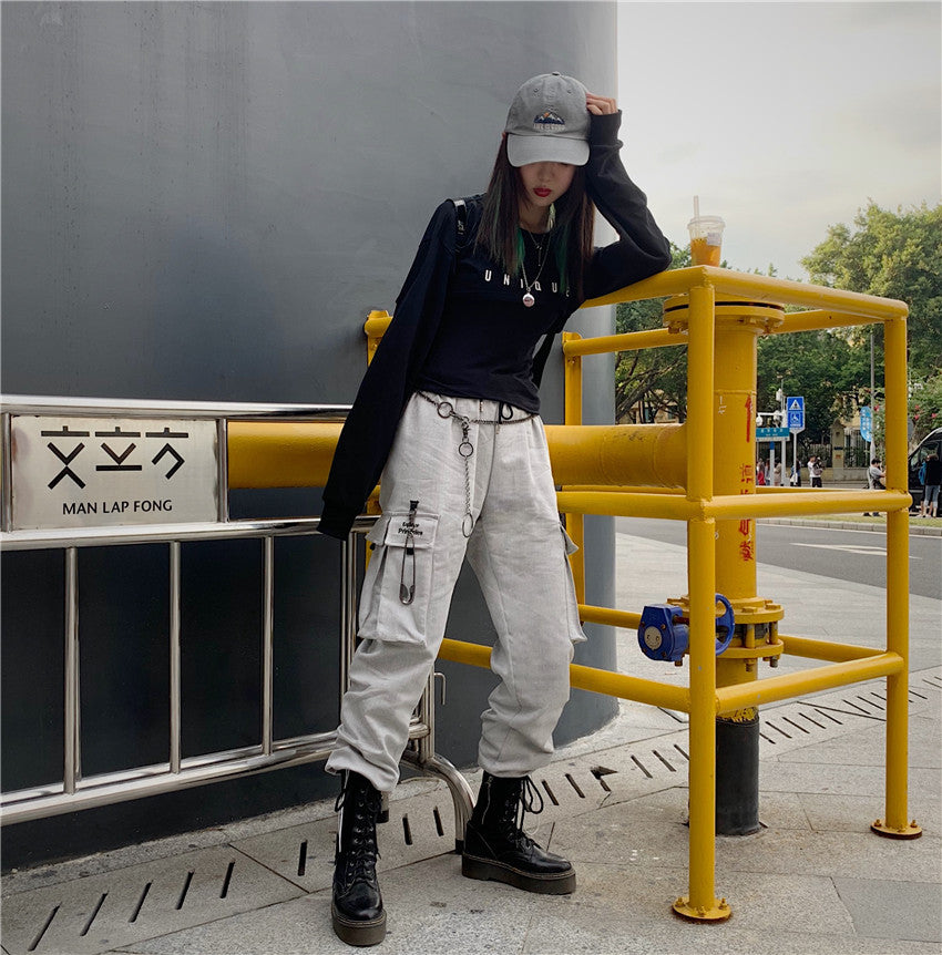 Embroidered Pocket Tooling Harness Mouth Skateboard Long Pants