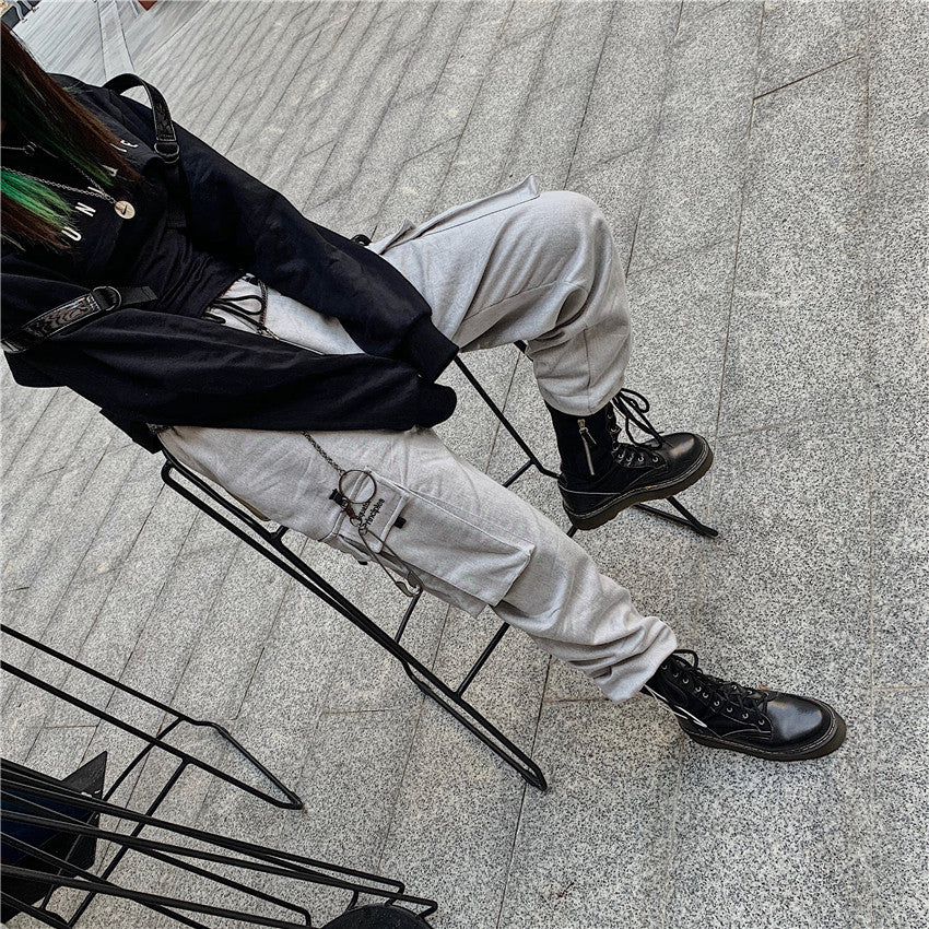 Embroidered Pocket Tooling Harness Mouth Skateboard Long Pants