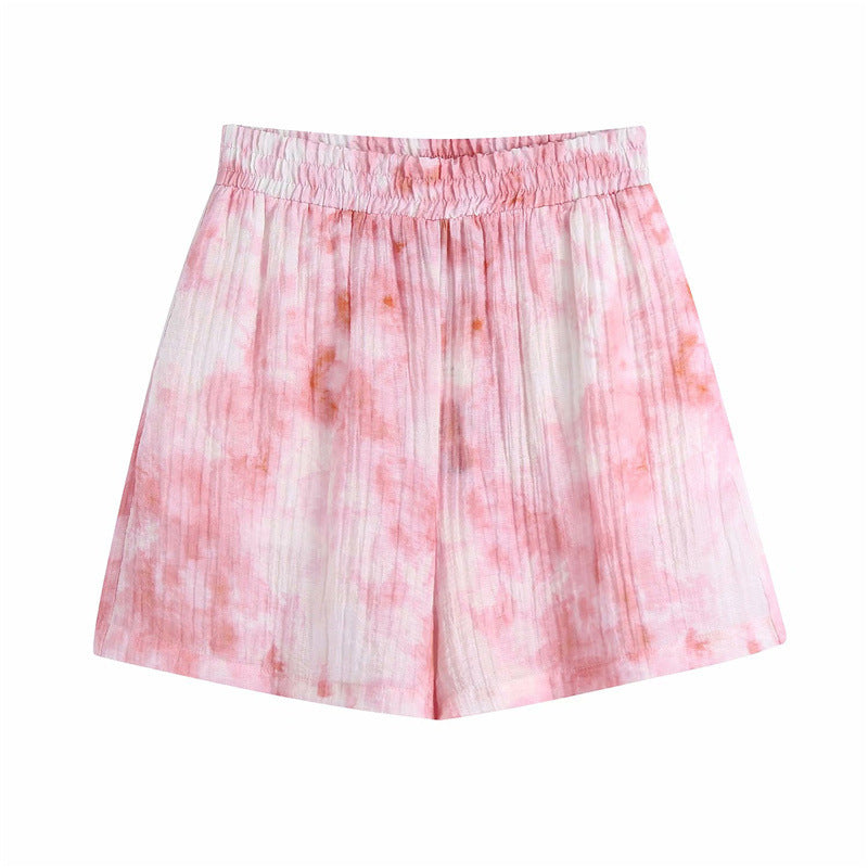 Tie dyePrinted Street Hipster Fashion High Waist Slim Shorts