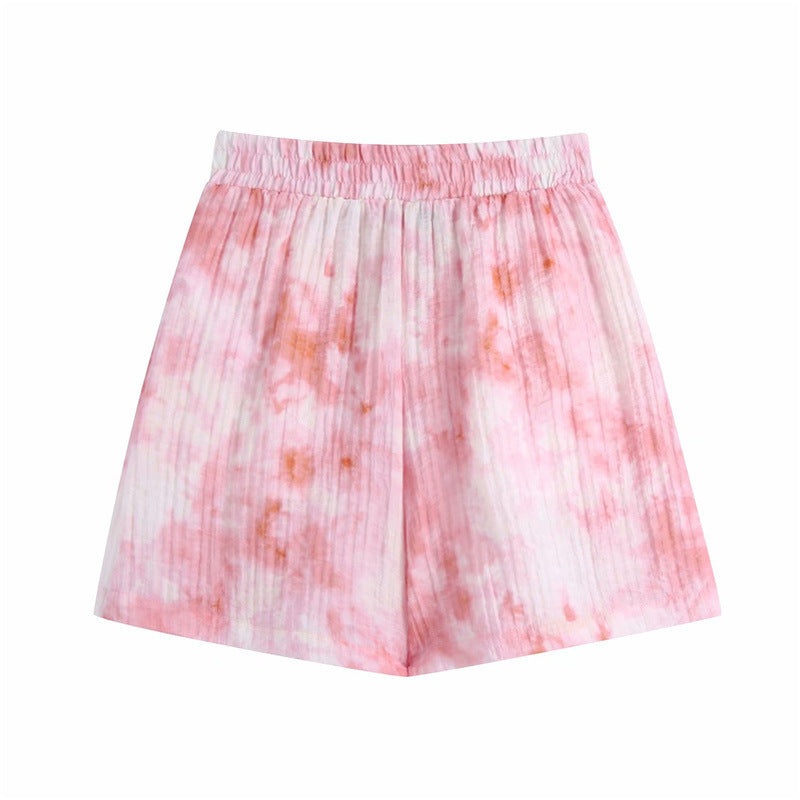 Tie dyePrinted Street Hipster Fashion High Waist Slim Shorts