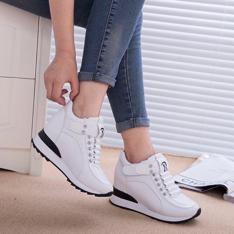 Inner Increase Women'S Shoes Spring Shoes Korean Version Of The Wild Sports Spring Casual Black Increase Small White Shoes